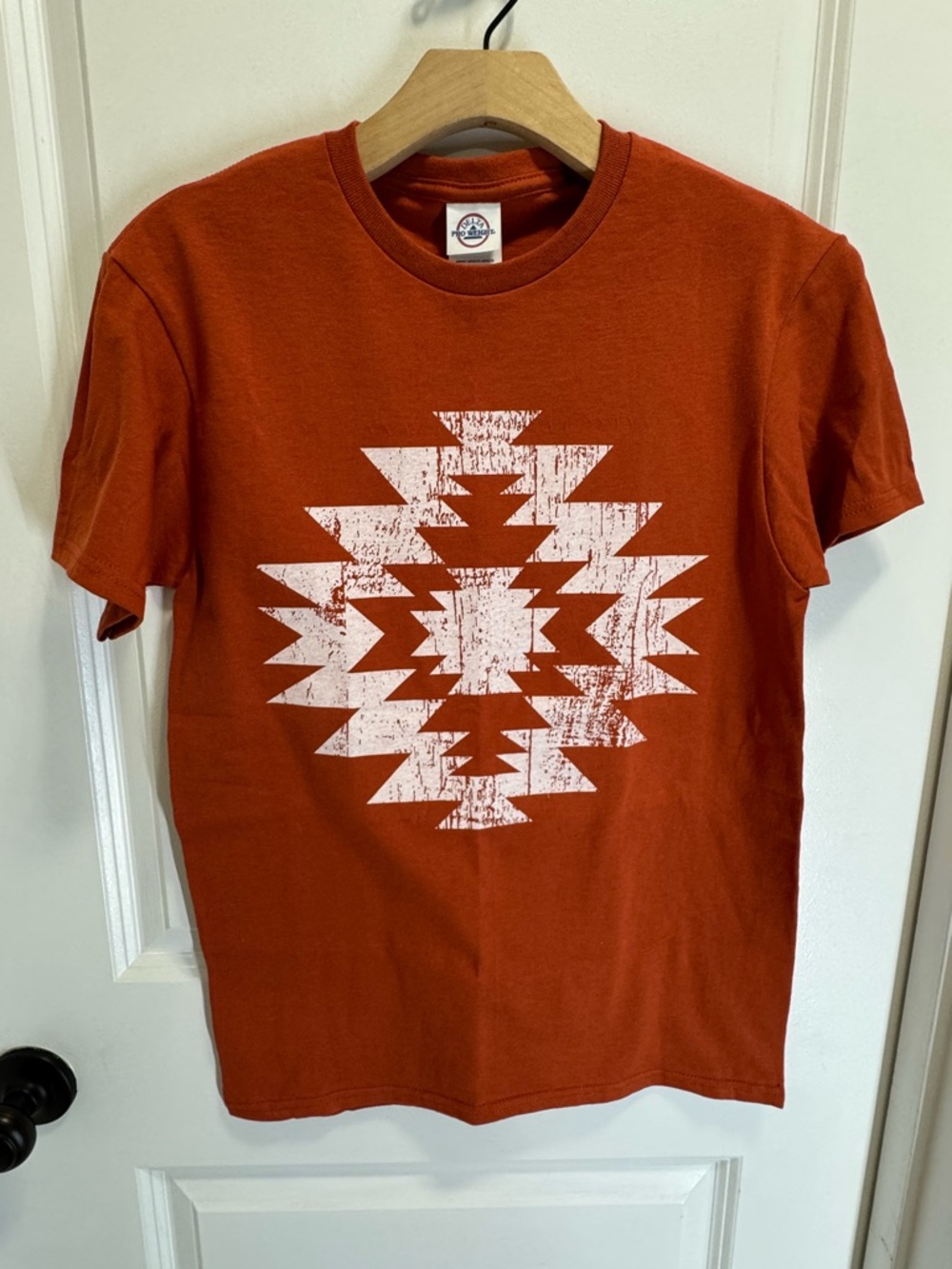 Rust Graphic T‑Shirt with Aztec Print